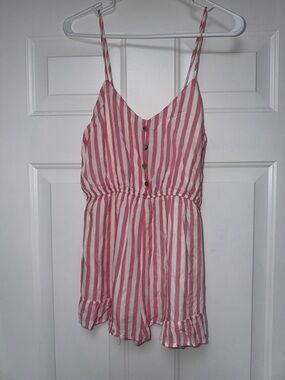 Pink Lily Pink and White Striped Romper